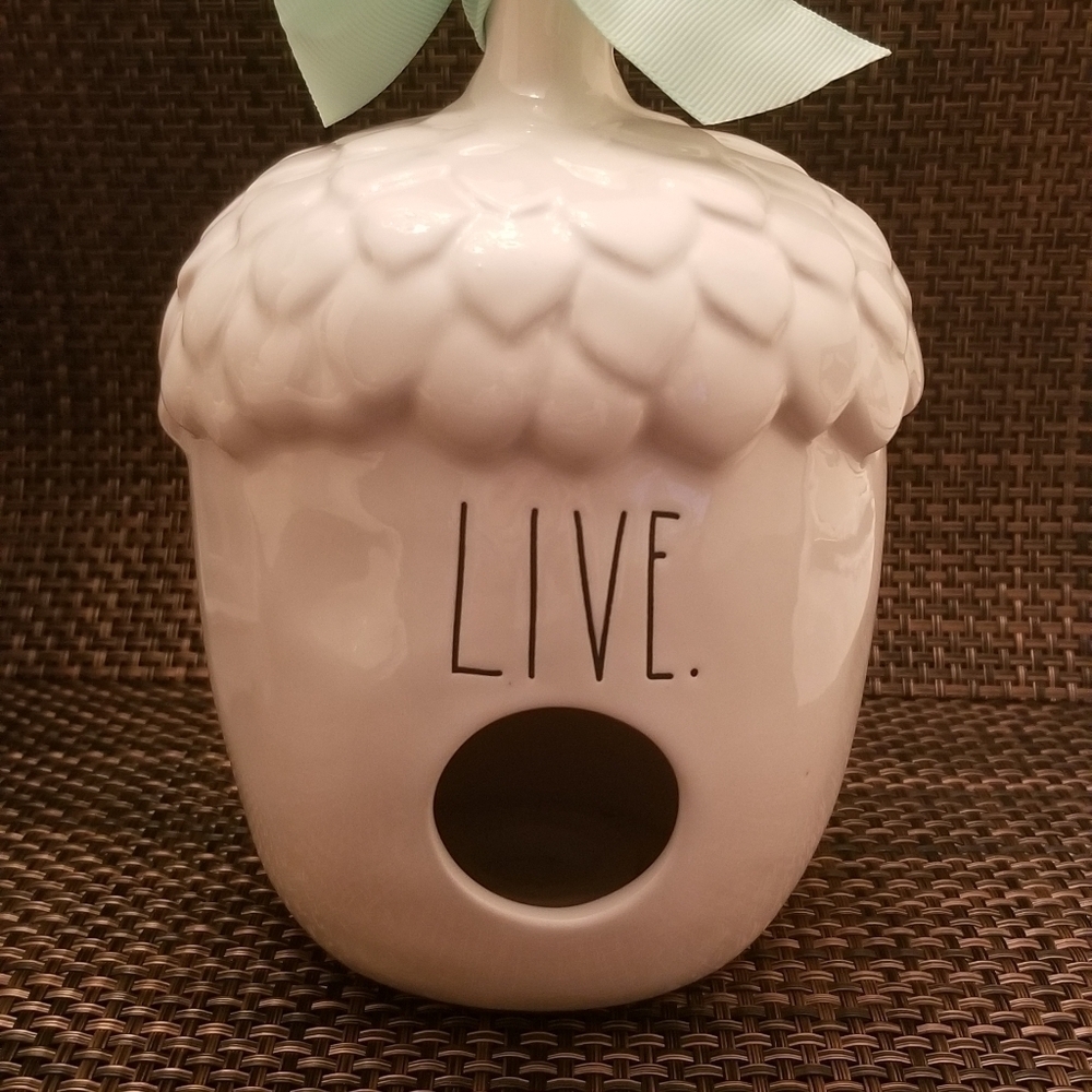 Rae Dunn "Live" Round Acorn Ceramic Birdhouse.